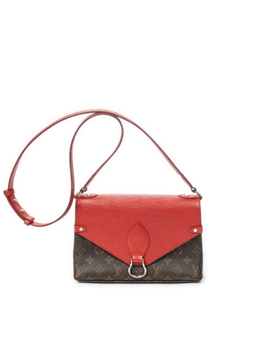 Louis Vuitton Saint Michel Bag Brown Red Monogram Denim